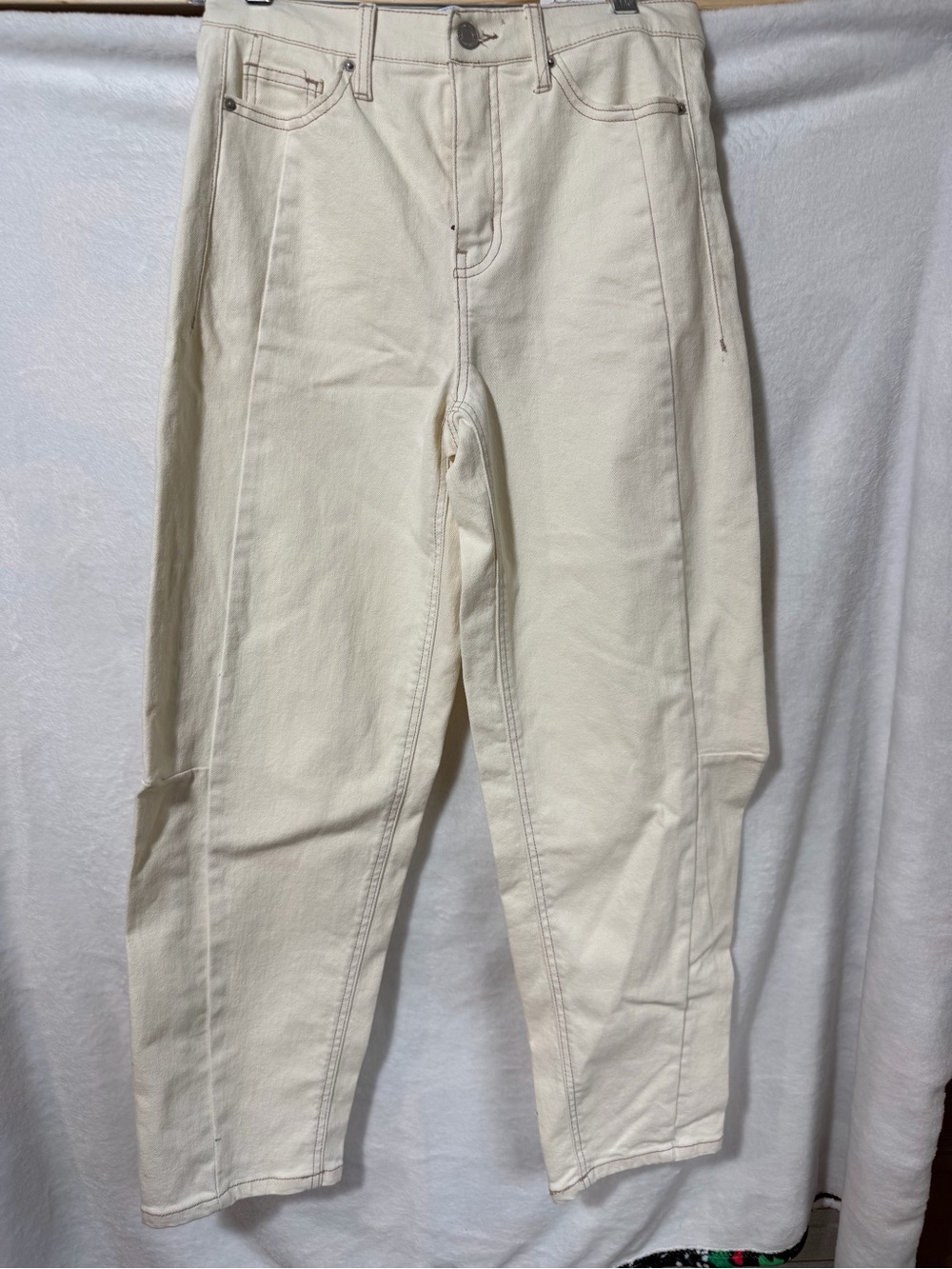 Ivory High-Waist Straight Leg Jeans